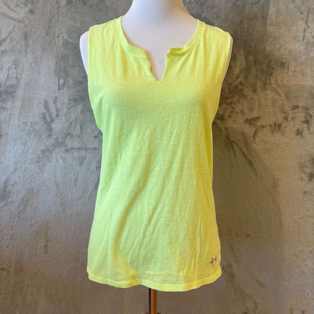 Under Armour Athletic Workout Neon Yellow Tank Top Wmn’s Sz M